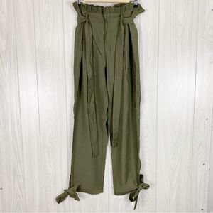 Lulu's | Olive Green Sebastian High Rise Tie Waist Pants Size Medium